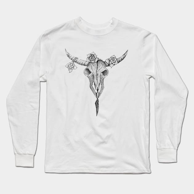 skull of bull Long Sleeve T-Shirt by erfandaardha